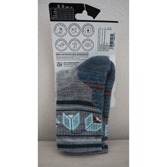SmartWool Women Sz M Gray Castle Peak Pattern Hike Light Cushion Mid Crew Socks - Picture 2 of 6
